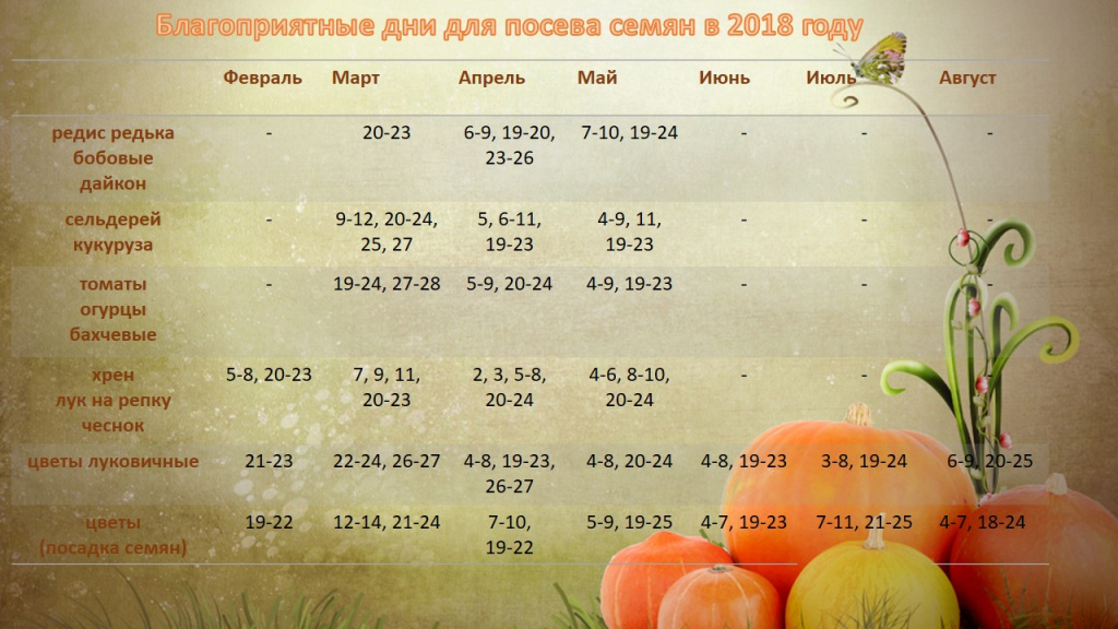 Календарь посева семян на май